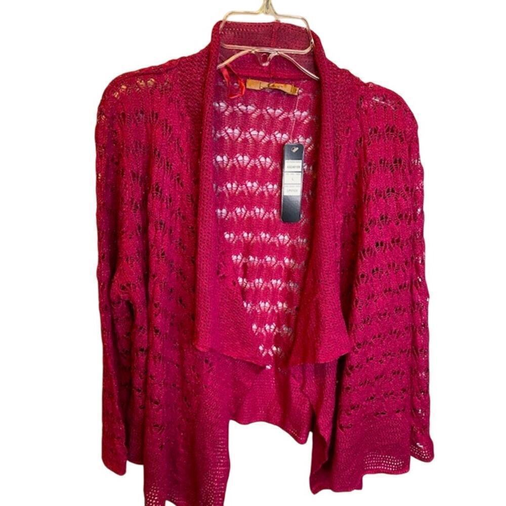 Belldini Pointelle Stich Flowy Open Cardigan Large NWTs